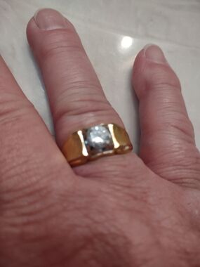 Gold Tone Ring with Clear Center Stone